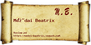 Mádai Beatrix névjegykártya